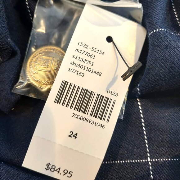 Lane Bryant Women Size 24 NWT Navy Windowpane Nautical Perfect Drape Ankle Pants - Picture 9 of 12